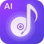 Icon with music note for AI-powered music composition from text inputs.