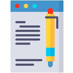 Vector icon for AI-enhanced content summarization and note-taking.